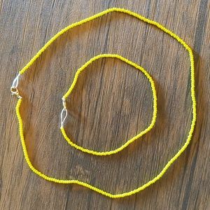 Beaded Choker & Bracelet, Yellow 💛